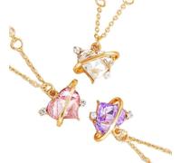 NTALJC de 3 colliers avec pendentif en fme de cœur étincelant - Texture en alliage - Bijoux tendance et tendance - Convient pour les femmes à la mode