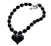 NTALJC de perles en résine avec pendentif en fme de cœur - Longueur réglable - Pour femme - Résistant à la décolation