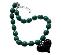 NTALJC de perles en résine avec pendentif en fme de cœur - Longueur réglable - Pour femme - Résistant à la décolation