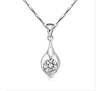 NTALJC Delicate Silver Figure Double Circle Zircon Pendant Friendship Gift