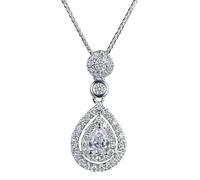 NTALJC Diamond Pendant Real Silver Wedding Pendants Chain Necklaces For Women Bridal Jewelry
