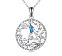 NTALJC Dolphin/Seahorse Necklace Silver Seahorse Pendant Opal Necklace Jewelry Gift for Women Men Boys Birthday