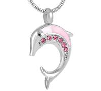 NTALJC Dolphin Shape Urn Necklace for Ashes Memorial Cremation Jewelry Ashes Locket for Human Dog Cat Keepsake Pendant for Women-3