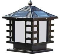 NTALJC E27 Victoria Retro Waterproof Solar Pillar Light Outdoor Fence Lamp Garden Doorpost Lamp European Traditional V-intage Villa Door Post Lantern, (Black 30cm)