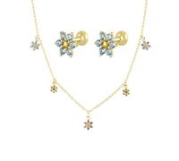 NTALJC earrings 925 necklace set - star pendant stud earrings zirconia chain necklace jewelry sets, handmade jewelry set for women engagement accessories jewelry