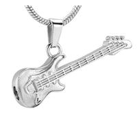 NTALJC Electronic Guitar Cremation Jewelry For Ashes Pendant Stainless Steel Music Enthusiast Keepsake Memorial Urns Necklaces-Silver