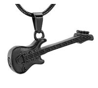 NTALJC Electronic Guitar Cremation Jewelry For Ashes Pendant Stainless Steel Music Enthusiast Keepsake Memorial Urns Necklaces-Black