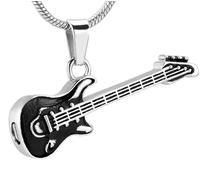 NTALJC Electronic Guitar Cremation Jewelry For Ashes Pendant Stainless Steel Music Enthusiast Keepsake Memorial Urns Necklaces-Black-1