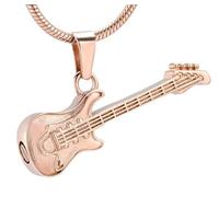 NTALJC Electronic Guitar Cremation Jewelry For Ashes Pendant Stainless Steel Music Enthusiast Keepsake Memorial Urns Necklaces-Rose