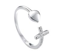 NTALJC Elegant Silver Heart Finger S925 Pure Silver Creative Design for Women and Teenagers