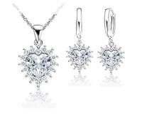 NTALJC engagment Bridal Jewelry Sets Cubic Zirconia Heart Pendant Necklace Earrings Woman accessioes Gifts Made in China