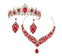 NTALJC Ensemble de modèles de couronne enfants pour Couronne d'anniversaire rose boucles d'eilles pendantes femme bijoux de mariée de mariage strass Green