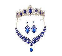 NTALJC Ensemble de modèles de couronne enfants pour Couronne d'anniversaire rose boucles d'eilles pendantes femme bijoux de mariée de mariage strass Green