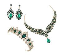 NTALJC Ensemble de modèles de couronne enfants pour Couronne d'anniversaire rose boucles d'eilles pendantes femme bijoux de mariée de mariage strass Green