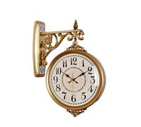 NTALJC European Style Wall Clock Double Sided, Luxurious Hanging Watch Mute Movement Clock, 3D Rotating Bracket Clocks, Wall-Mounted Decorative Home Art Decor