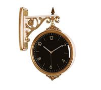 NTALJC European Style Wall Clock Double Sided, Luxurious Hanging Watch Mute Movement Clock, 3D Rotating Bracket Clocks, Wall-Mounted Decorative Home Art Decor