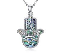 NTALJC Evil Eye/Star Of David/Chai/Daisy/Eye of Horus Necklace Hamsa Hand Necklace Silver Abalone Shell Jewellery Gifts For Women Girls
