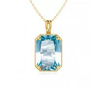 NTALJC Female Pendant Aquamarine Necklace 14K Sterling Silver Bridal Wedding Jewelry Gift