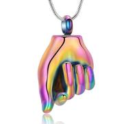 NTALJC Finger Heart Urn Necklace for Ashes Pendant Cremation Jewelry Ashes Locket for Human Dog Cat Memorial Necklace for Women Men-Colorful