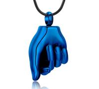 NTALJC Finger Heart Urn Necklace for Ashes Pendant Cremation Jewelry Ashes Locket for Human Dog Cat Memorial Necklace for Women Men-Blue