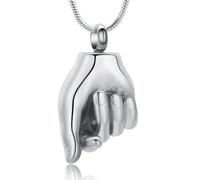 NTALJC Finger Heart Urn Necklace for Ashes Pendant Cremation Jewelry Ashes Locket for Human Dog Cat Memorial Necklace for Women Men-Sliver