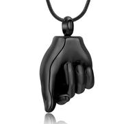 NTALJC Finger Heart Urn Necklace for Ashes Pendant Cremation Jewelry Ashes Locket for Human Dog Cat Memorial Necklace for Women Men-Black