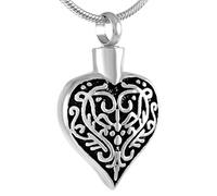 NTALJC Flower Heart Cremation Necklaces For Ashes - Free Engraving Stainless Steel Memorial Urn Jewelry - Keepsake Pendant