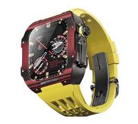 NTALJC Fluororubber Watch Band Carbon Fiber Case Modification Kit,For Series 8 7 45mm SE 6 5 4 44mm Upgrade Replace Watch Strap