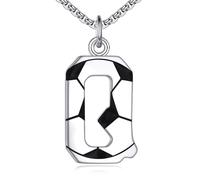 NTALJC Football Necklace S Silver Initial A-Z Letter Necklace for Boys Football Charm Pendant Necklace with Chain 20+2 inch Personalized Football Gift for Men Women Boys Girls