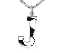 NTALJC Football Necklace S Silver Initial A-Z Letter Necklace for Boys Football Charm Pendant Necklace with Chain 20+2 inch Personalized Football Gift for Men Women Boys Girls