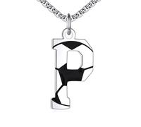 NTALJC Football Necklace S Silver Initial A-Z Letter Necklace for Boys Football Charm Pendant Necklace with Chain 20+2 inch Personalized Football Gift for Men Women Boys Girls