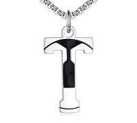 NTALJC Football Necklace S Silver Initial A-Z Letter Necklace for Boys Football Charm Pendant Necklace with Chain 20+2 inch Personalized Football Gift for Men Women Boys Girls