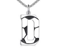 NTALJC Football Necklace S Silver Initial A-Z Letter Necklace for Boys Football Charm Pendant Necklace with Chain 20+2 inch Personalized Football Gift for Men Women Boys Girls