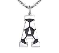NTALJC Football Necklace S Silver Initial A-Z Letter Necklace for Boys Football Charm Pendant Necklace with Chain 20+2 inch Personalized Football Gift for Men Women Boys Girls