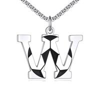 NTALJC Football Necklace S Silver Initial A-Z Letter Necklace for Boys Football Charm Pendant Necklace with Chain 20+2 inch Personalized Football Gift for Men Women Boys Girls