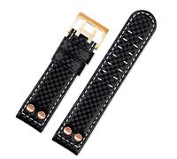 NTALJC For Hamilton Khaki aviation series H77696793 Carbon fiber Carbon Fiber leather watch strap accessories 22mm black metal rivet
