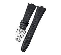 NTALJC For Vacheron Constantin Overseas Black Blue Brown Bamboo Grain Watch Bands 25mm Genuine Leather Convex Interface Watch Strap
