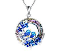 NTALJC Frog/Tiger/Axolotl/Hummingbird/Penguin/Cat/Hippo/Bee Necklace Silver Crystal Pendant Necklace Cute Animal Jewellery Gift For Women