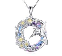 NTALJC Frog/Tiger/Axolotl/Hummingbird/Penguin/Cat/Hippo/Bee Necklace Silver Crystal Pendant Necklace Cute Animal Jewellery Gift For Women