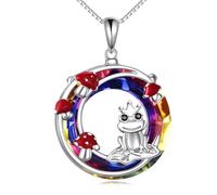 NTALJC Frog/Tiger/Axolotl/Hummingbird/Penguin/Cat/Hippo/Bee Necklace Silver Crystal Pendant Necklace Cute Animal Jewellery Gift For Women