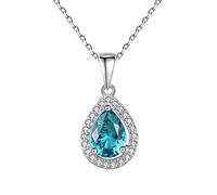 NTALJC Gemstone Pendant Necklaces For Women Silver Water Drop Sky Blue Stone Fine Jewelry Christmas Gifts