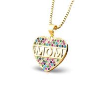 NTALJC Girls Accessories Fashion Colorful Mom Cubic Heart Necklace Pendant, Decoration Jewelry For Women, Long Snake Chain For Mher's Day -, Stainless Steel, No Gemstone necklace