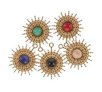NTALJC Girls' jewelry 5pcs Stone Inlaid Pendant Charms DIY Jewelry Making Unique Sun Shaped Design Durable Reusable for Bracelets Necklaces and Craft Projects accessories