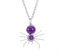 NTALJC Girls jewelry Women Natural Stone Neckchains Crystal Brooch Spiders Pendant Necklace Wire Wrapping Costume s Choker jewelry