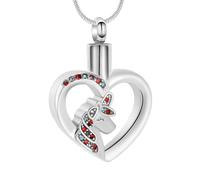 NTALJC Heart Cremation Jewelry for Ashes for Women Men Crystal Urn Necklace Charm Ashes Holder Keepsake Gift Pendant-Sliver