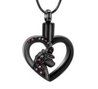 NTALJC Heart Cremation Jewelry for Ashes for Women Men Crystal Urn Necklace Charm Ashes Holder Keepsake Gift Pendant-Black
