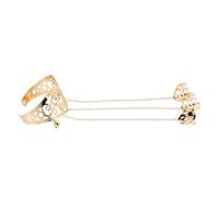 NTALJC Heart Flower Rose Adjustable Cuff Bangle Ring Vintage Boho Hand Bracelet for Weddings Prom and Special Occasions Elegant Retro Aesthetic Jewelry for Women