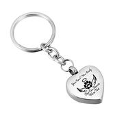 NTALJC Heart-shaped Keychain Stainless Steel Cremation Jewelry Memorial Pendant Memorial Pet Ashes-engraving
