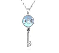 NTALJC Hecate/Triple Moon Goddess Necklace Silver Wheel of Hecate Key Pendant Wiccan Amulet Jewellery Gifts for Women