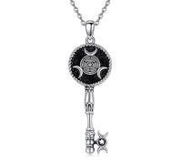NTALJC Hecate/Triple Moon Goddess Necklace Silver Wheel of Hecate Key Pendant Wiccan Amulet Jewellery Gifts for Women